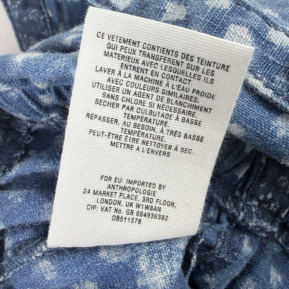 Anthropologie Hei Hei Romper Sz Small Dottie Chambray 100% Linen Cottage Summer - Picture 7 of 8